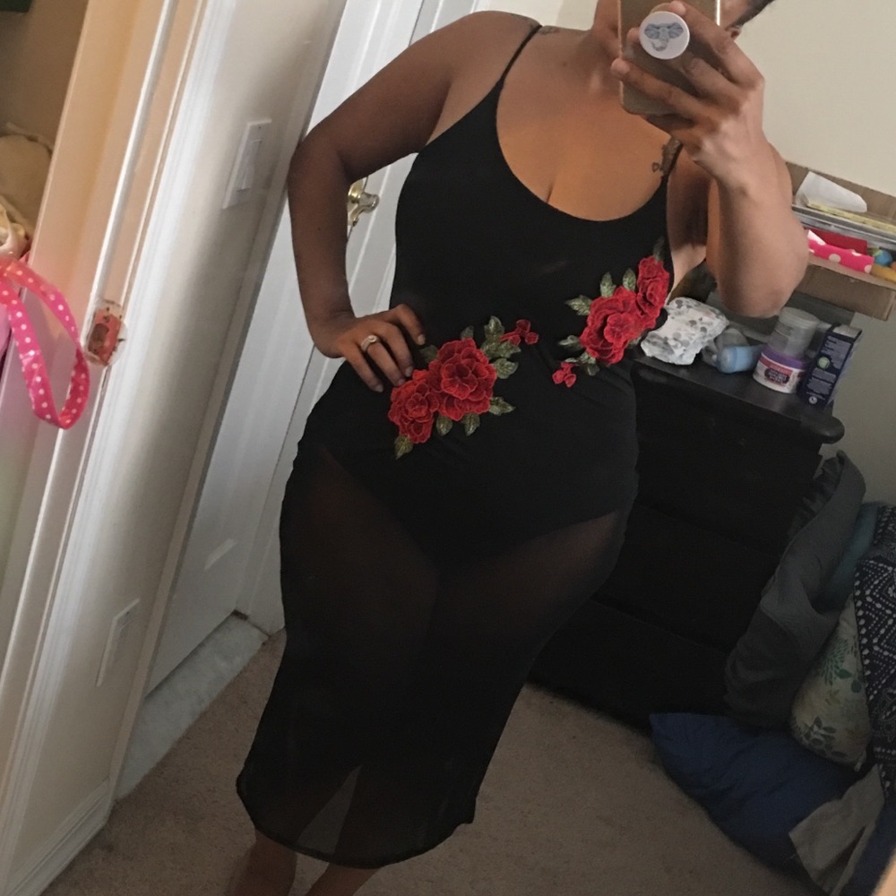Sheer bodysuit dress
